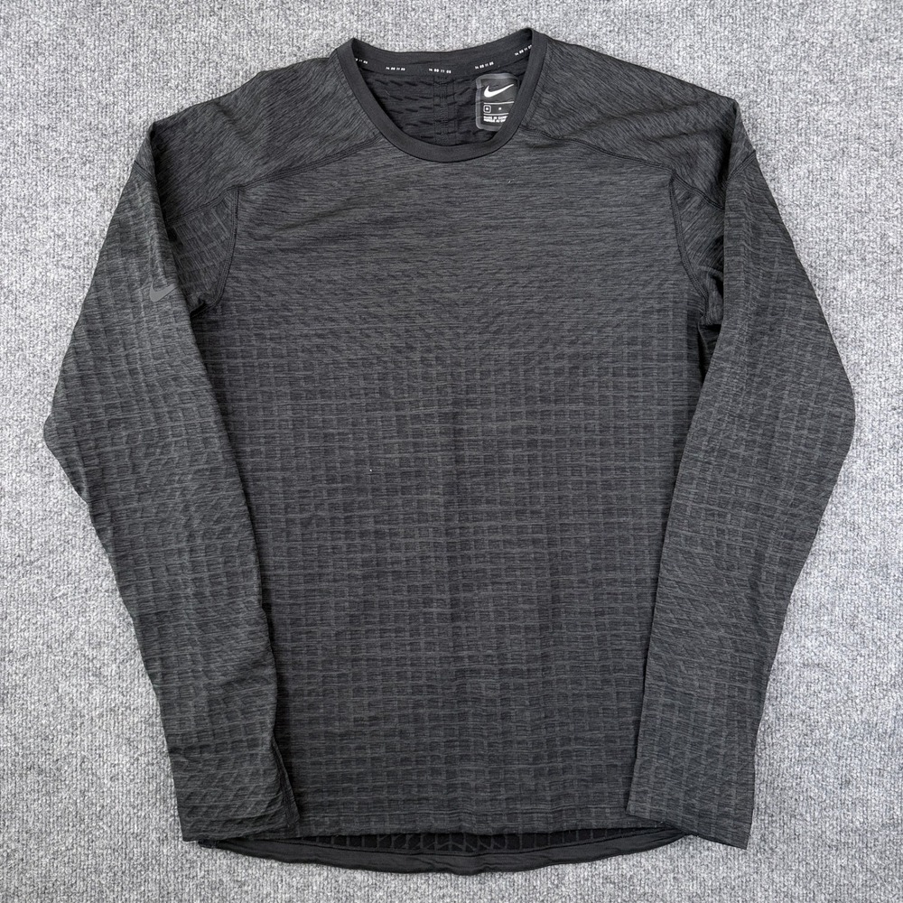 Nike Tech Pack Long Sleeve Shirt Mens M Black Thermal Waffle Running Pro BV4503